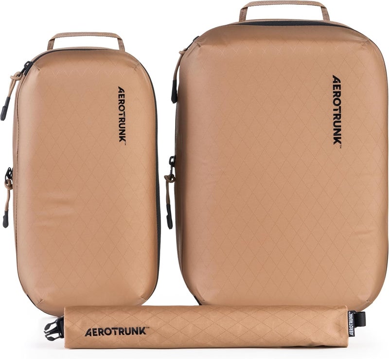 Aerotrunk Ultralight Compression Packing Cubes - Lightweight Travel Organizers for Suitcases and Luggage (3-Pack, Mocha) - Image 1